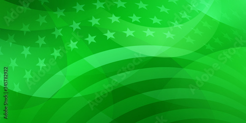 USA independence day abstract background with elements of the american flag in green colors