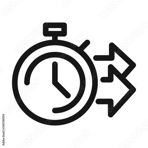 delivery cargo service logistic stopwatch time fast line style icon