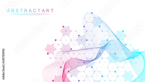 Coronavirus 2019-nCov background for medicine, science, technology, chemistry. Science template wallpaper or banner COVID-2019. Coronavirus wave flow. Vector illustration.