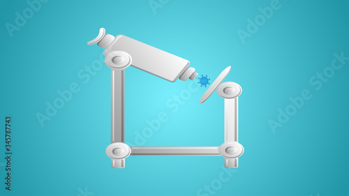 Diagnosis, study of the treatment of the disease of the molecule of the virus of the coronavirus infection on a powerful electron microscope on a blue background