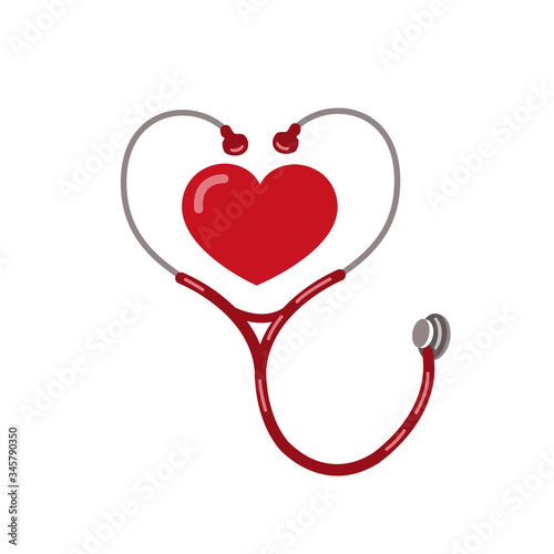 Red heart with stethoscope