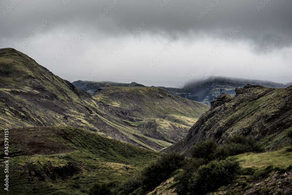 Mountain landscape with fog