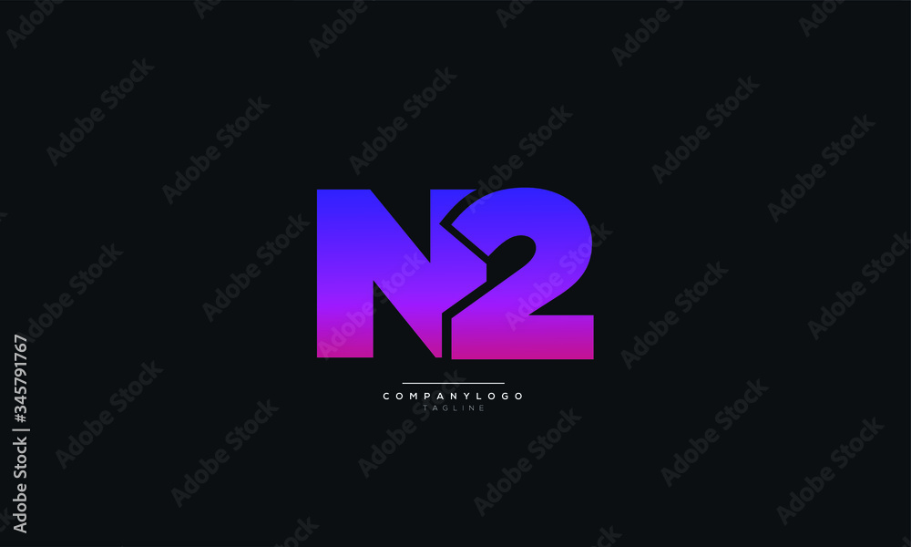 N2 Letter Logo Alphabet Design Icon Vector Symbol
