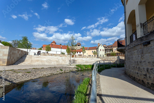 Eger creek in Eger  Hungary on a sunny spring afternoon.