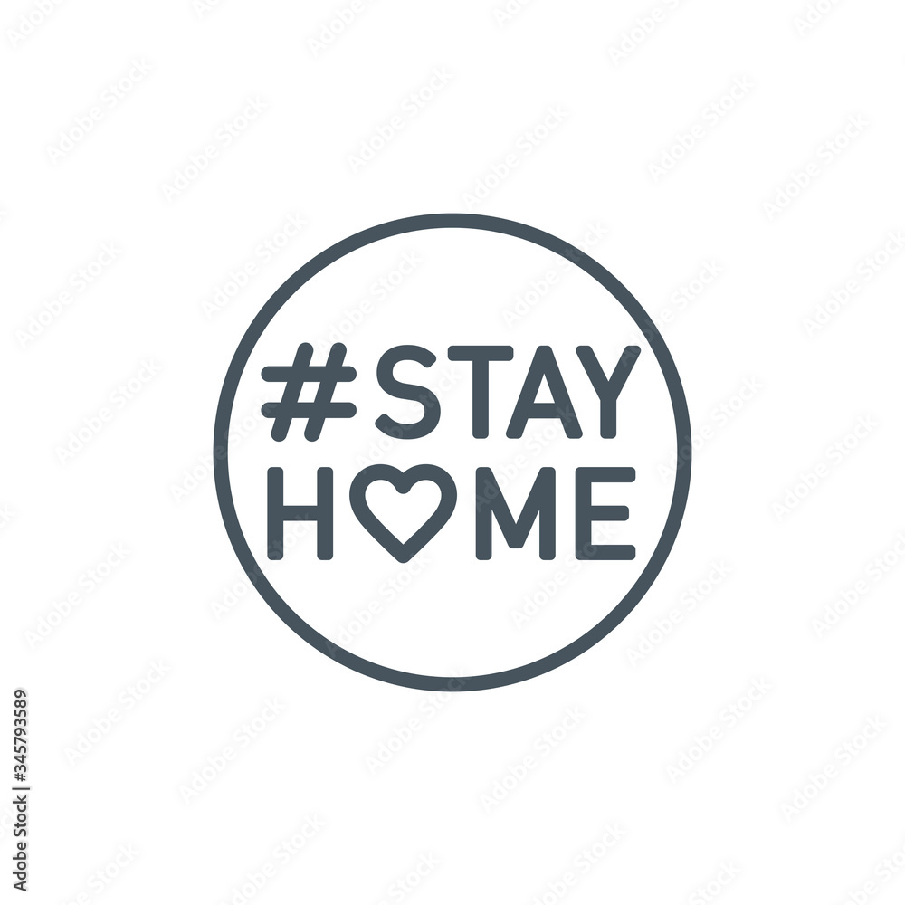 editable stroke line icon of Stay home for Social media in support of self isolation. staying at home Prevent coronavirus spread. Covid19 perfect outline single icon hashtag stayhome Isolated on white editable stroke line icon of Stay home for Social media in support of self isolation. staying at home Prevent coronavirus spread. Covid19 perfect outline single icon hashtag stayhome Isolated on white