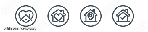 editable stroke line icons set of Stay home for Social media in support of self isolation. staying at home Prevent coronavirus spread. Covid19 perfect outline icon hashtag stayhome Isolated on white