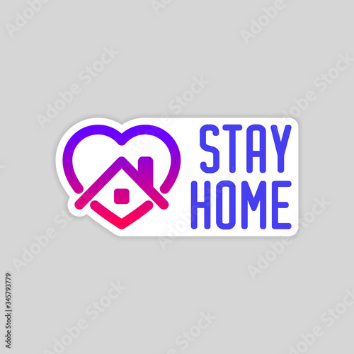 editable stroke line icon of Stay home for Social media in support of self isolation. staying at home Prevent coronavirus spread. Covid19 perfect outline single icon hashtag stayhome Isolated on white