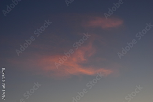 Evening blue yellow sunset horizon with clouds