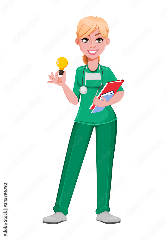 Beautiful woman doctor having a good idea Beautiful woman doctor having a good idea