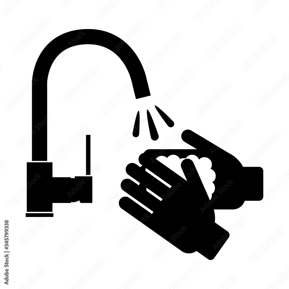 Wash your hands with soap suds and tap water in the bathroom. For