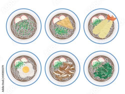 蕎麦のイラストセット