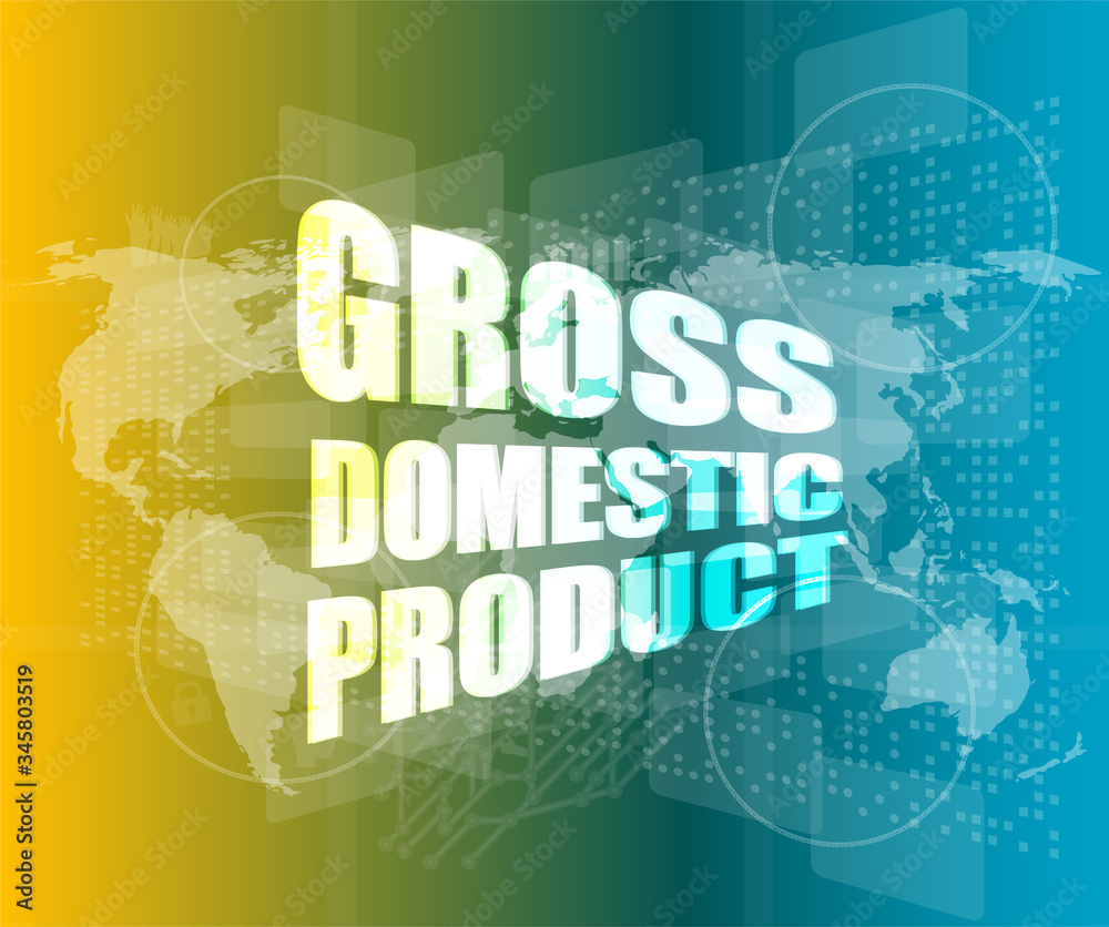 Naklejka premium business concept: word gross domestic product on digital screen