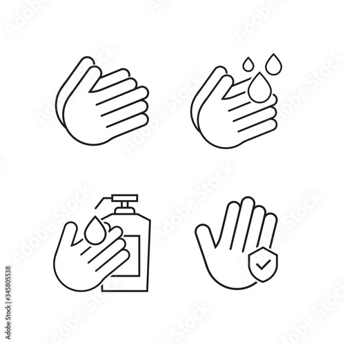 Hand washing and cleaning with water icon vector flat . Hands Wash With Soap Icon Vector . hand sanitizer icon