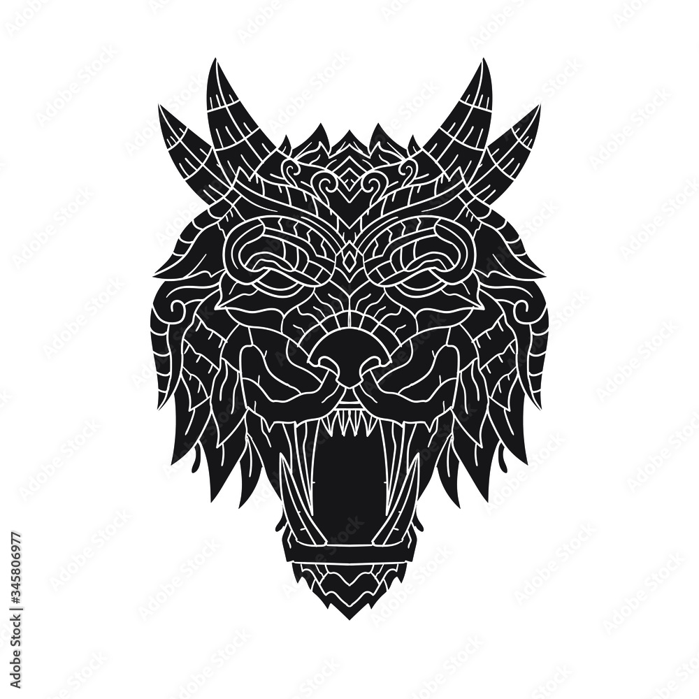 Ornament Animal head Tribal tattoo design. Beautiful illustration for  design, print clothing, stickers, tattoos. Hand drawn animal illustration.  Stock Vector | Adobe Stock