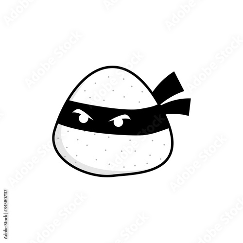 funny onigiri using mask like ninja perfect for mascot vector illustration design