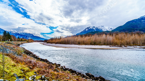 The Squamish River in Brackendale Eagles Provincial Park, a famous Eagle watching spot in British Columbia, Canada photo