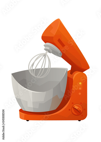 Red stand mixer isolated on white background for kitchen