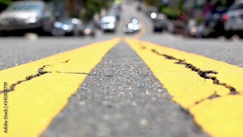 Closeup of Street with Cars