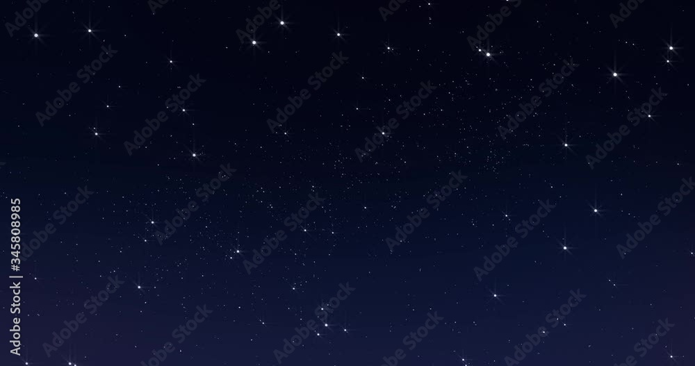 Sky stars, starry night dark blue background with starlight sparkles twinkling and blinking in universe space. Starry night sky, milky way stars twinkle shine, seamless loop