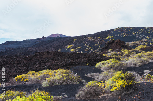 Malpaís (lava fields) landscape at the foot of the Volcán de San Antonio volcano photo