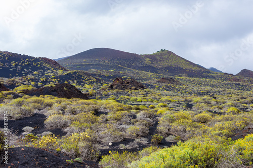 Malpaís (lava fields) landscape at the foot of the Volcán de San Antonio volcano