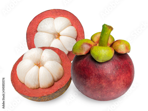 Mangosteen isolated on white background collection , Mangosteen the Queen of fruits.