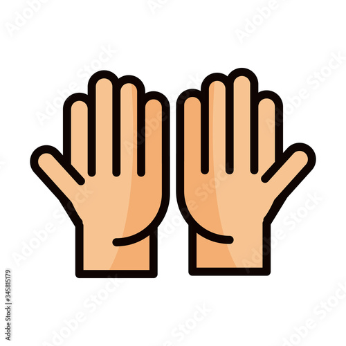 open hands gesture palm traditional line and fill icon