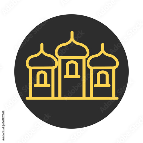 eid mubarak islamic religious mosque sacred block and line icon