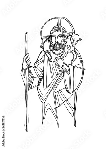 Jesus Christ Good Shepherd illustration
