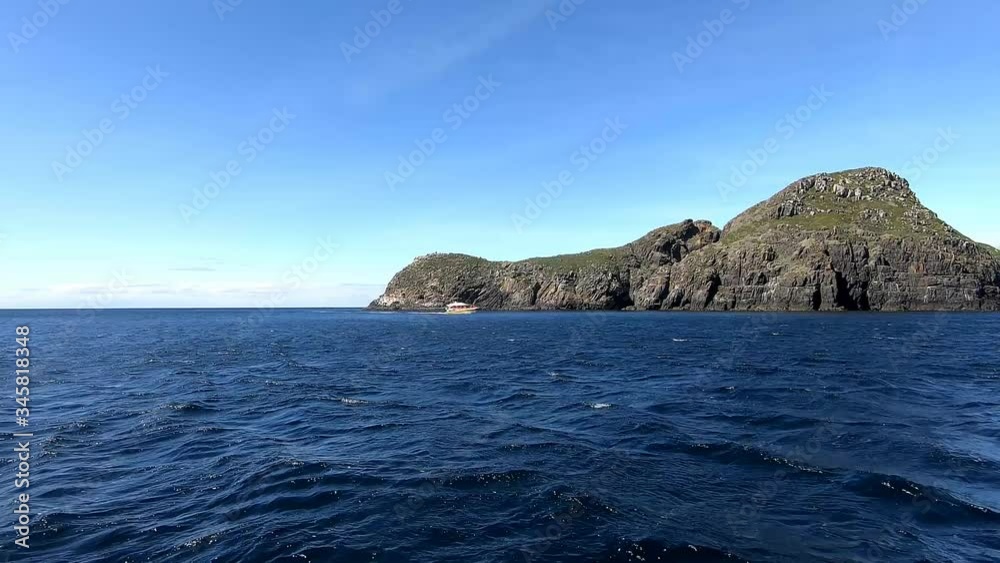 Boat Travelling Around Bruny Island Tasmania Boat Travelling Around Bruny Island Tasmania