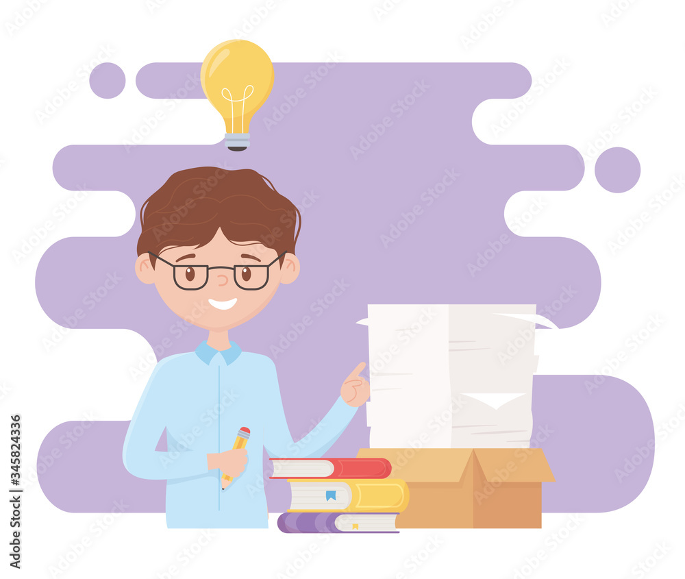 stress at work, businessman many papers on box books idea stress at work, businessman many papers on box books idea