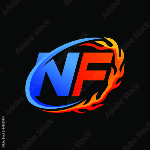Initial Letters NF Fire Logo Design