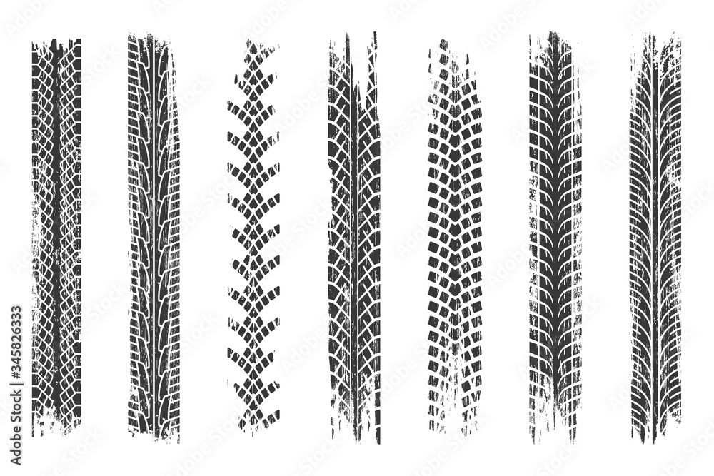 Tire mark. Car and motorcycle tire track vector set. Truck tread mark on  the road concept. Vector tire mark from different tread type of car and moto  wheel Stock Vector | Adobe