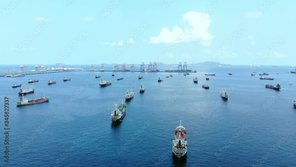 Aerial view of a lot of many gas ship around international terminal ship port. Aerial view of a lot of many gas ship around international terminal ship port.