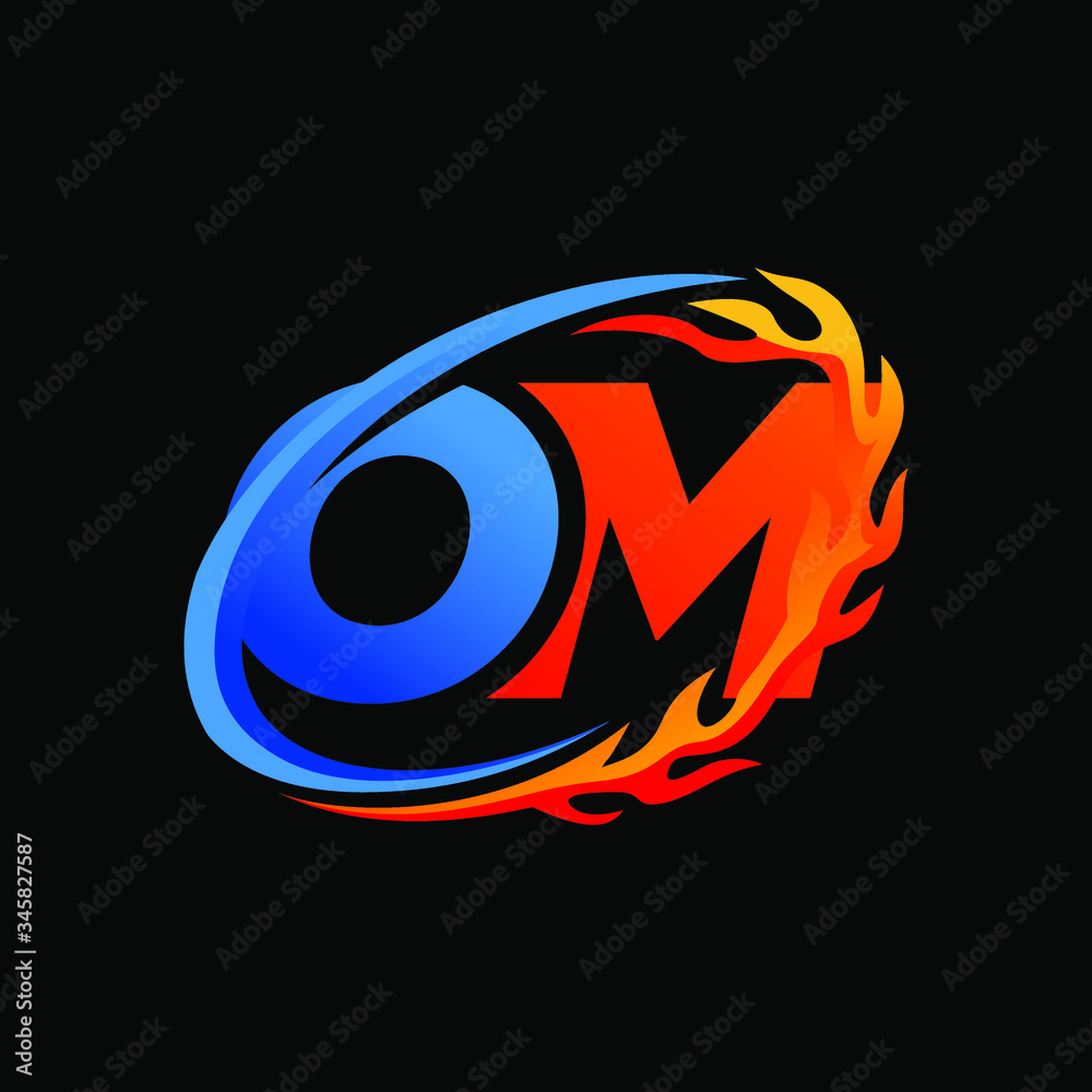 Initial Letters OM Fire Logo Design Initial Letters OM Fire Logo Design