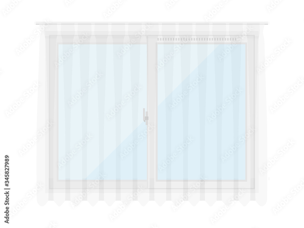窓とレースカーテンのイラスト Vector De Stock Adobe Stock