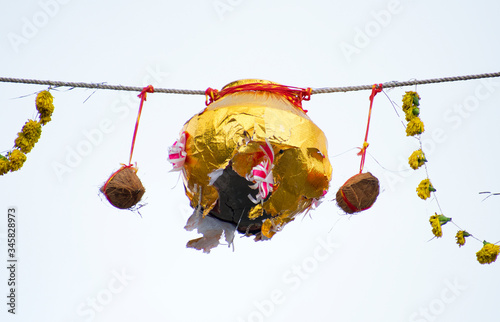 Lord Krishna birthday. Shri Krishna Janmashtami Radha Krishan Palki Dahi Handi