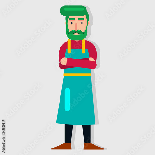 barber man standing vector illustration in flat style 