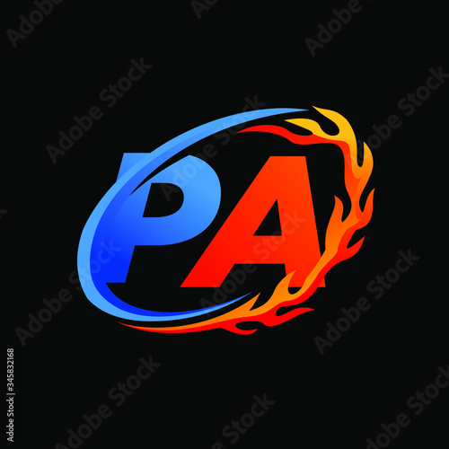 Initial Letters PA Fire Logo Design