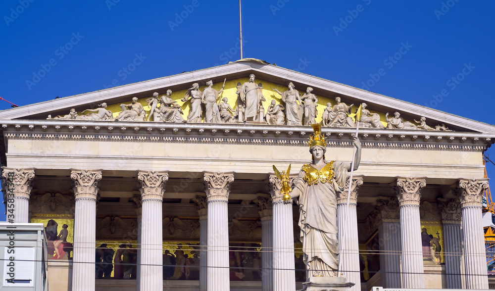 Obraz premium Vienna, Austria - May 18, 2019 - The Austrian Parliament Building located in Vienna, Austria.