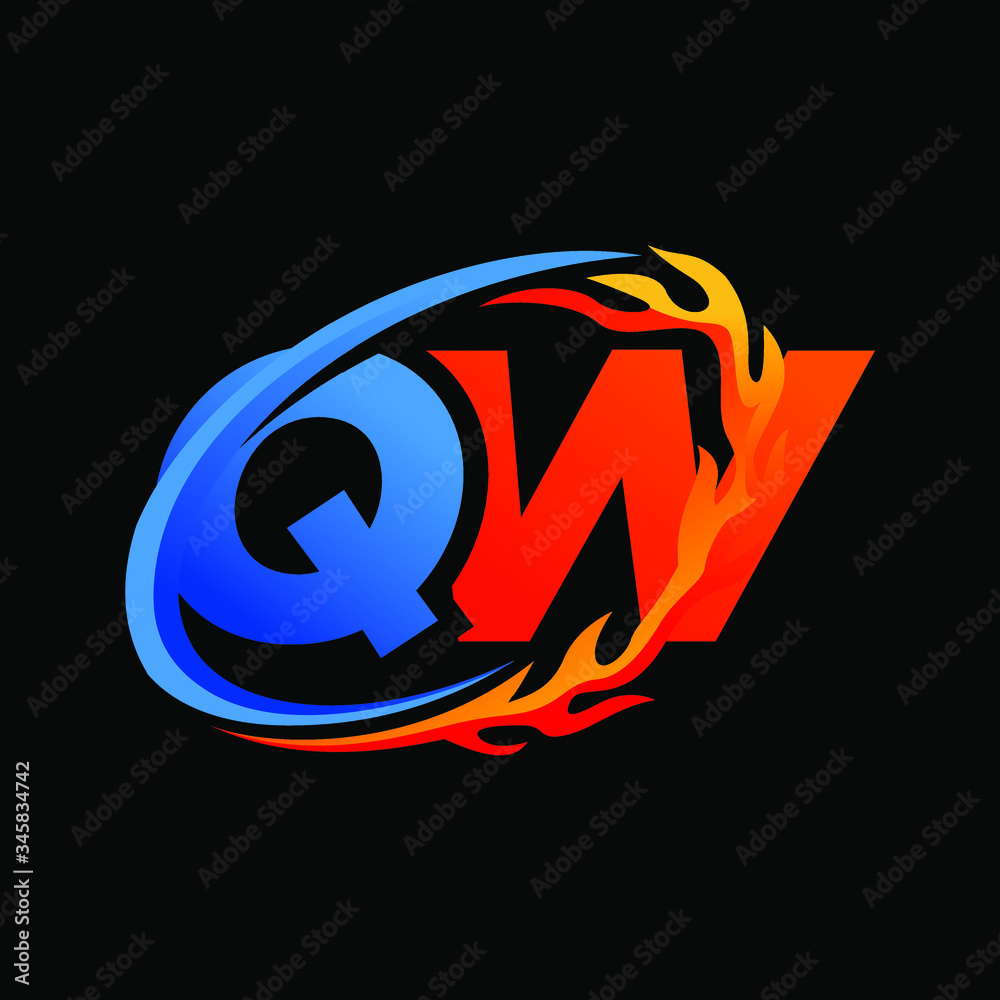 Initial Letters QW Fire Logo Design Initial Letters QW Fire Logo Design