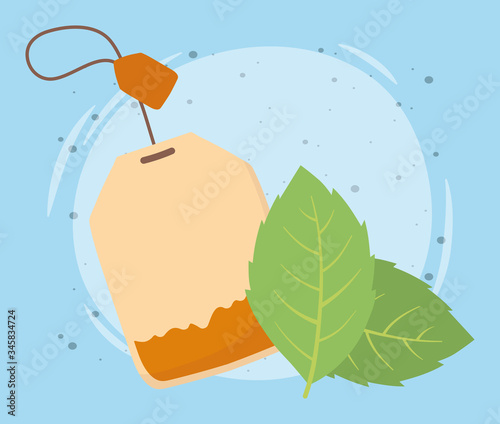 tea time, teabag leaves herbs beverage design