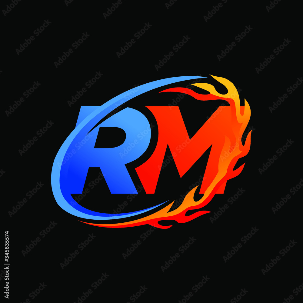 Initial Letters RM Fire Logo Design Initial Letters RM Fire Logo Design