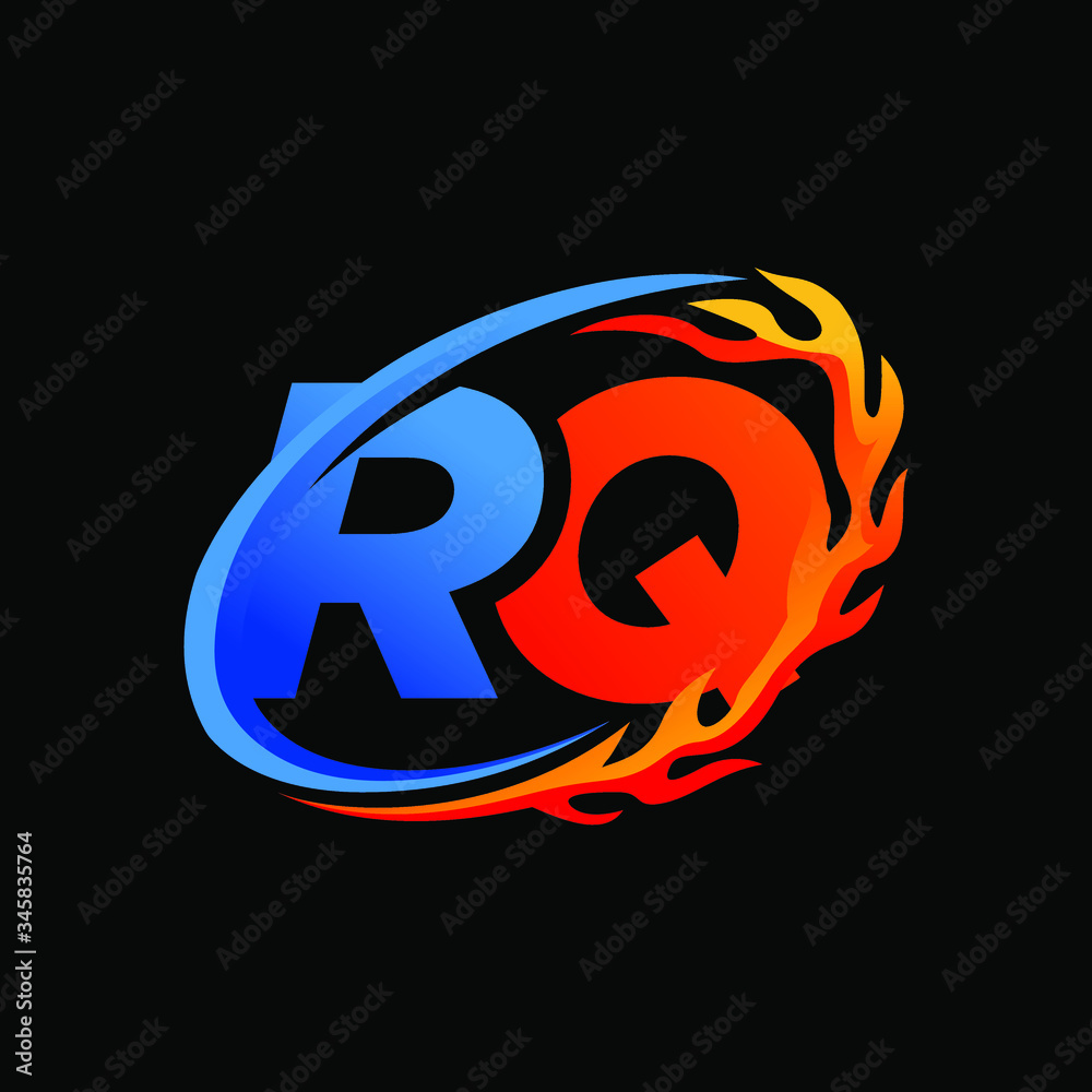 Fototapeta premium Initial Letters RQ Fire Logo Design