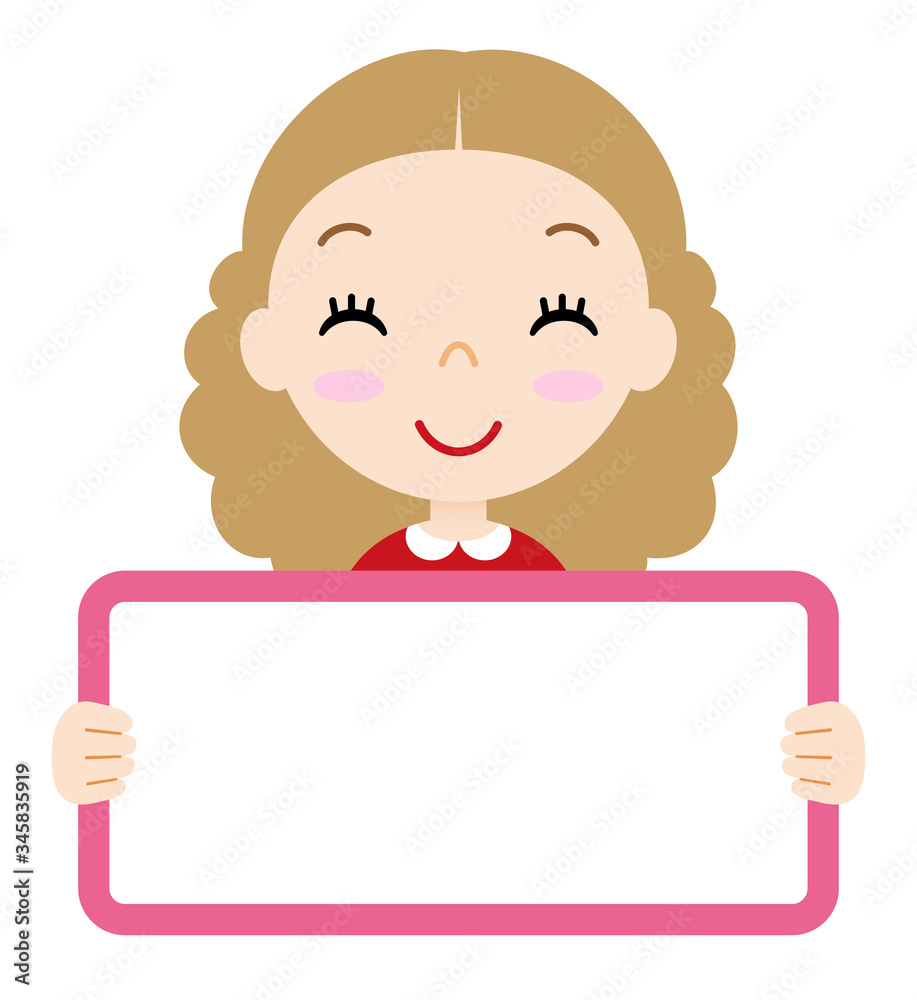 メッセージボードを持つ少女 メッセージボードを持つ少女
