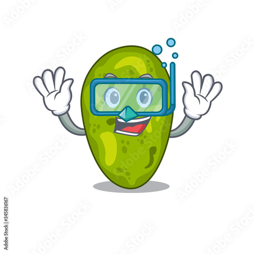 Cyanobacteria mascot design concept wearing diving glasses