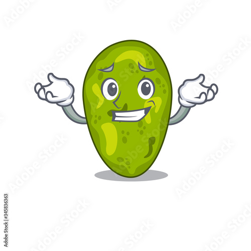 A picture of grinning cyanobacteria cartoon design concept