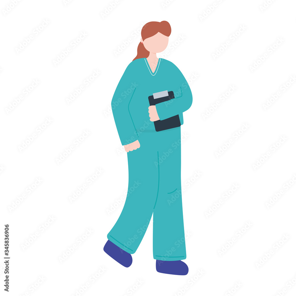 female nurse staff character worker medical isolated design