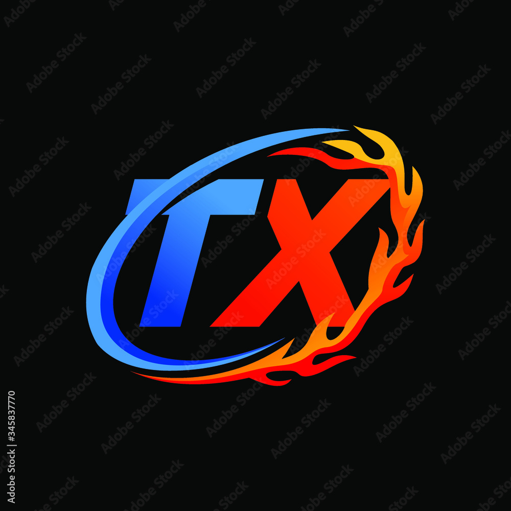 Initial Letters TX Fire Logo Design Stock Vector | Adobe Stock