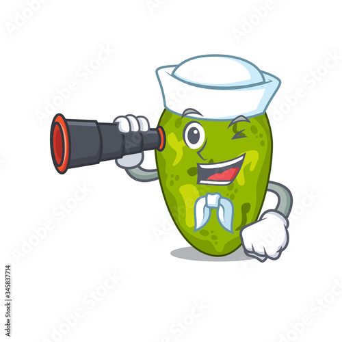 A cartoon icon of cyanobacteria Sailor with binocular